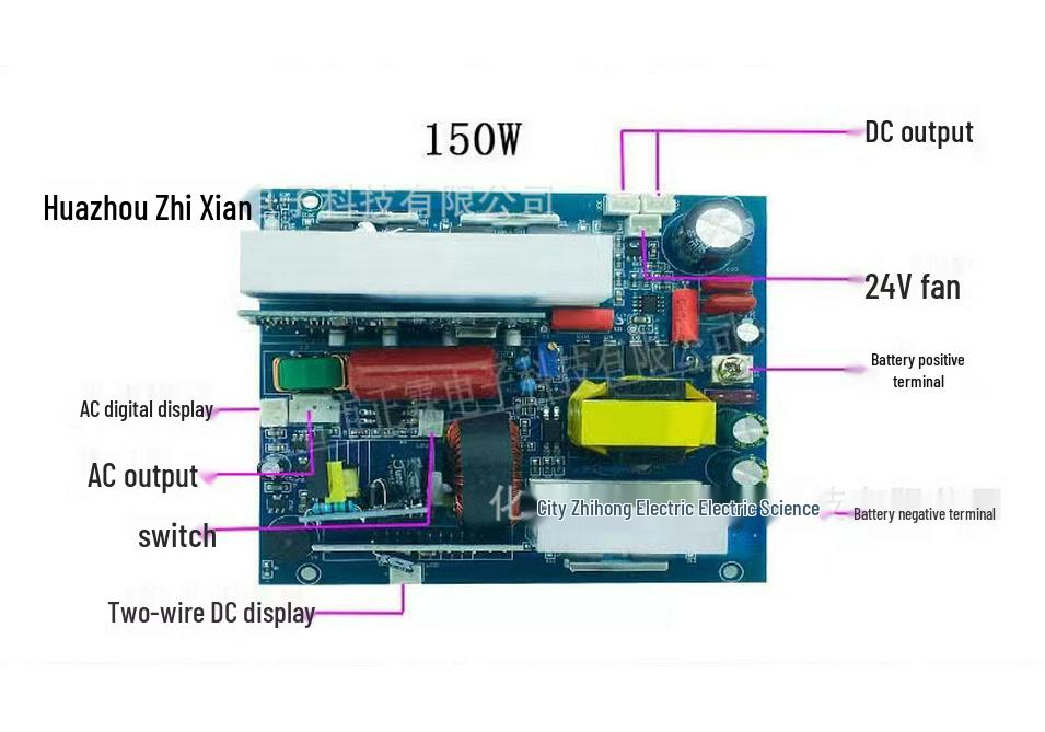 Portable Pure Sine Wave Inverter with Lithium Battery, 12V/24V/48V to 220V