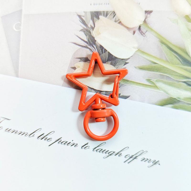 Colorful Zinc Alloy Star Keychain with Candy Color Spring Buckle Pendant - DIY Jewelry Accessory