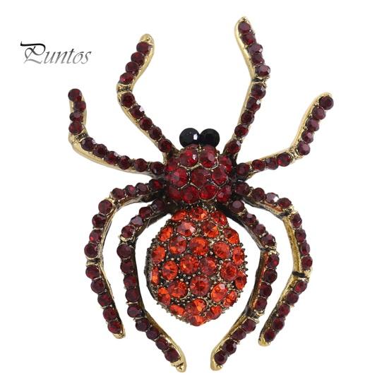 Örümcek Broş Parlak Yapay Elmas Dekor Gerçekçi Örümcek Şekli Elbise Yaka Dekorasyon Anti-pas Alaşım Hafif Giysiler Takı Bayan Hediye