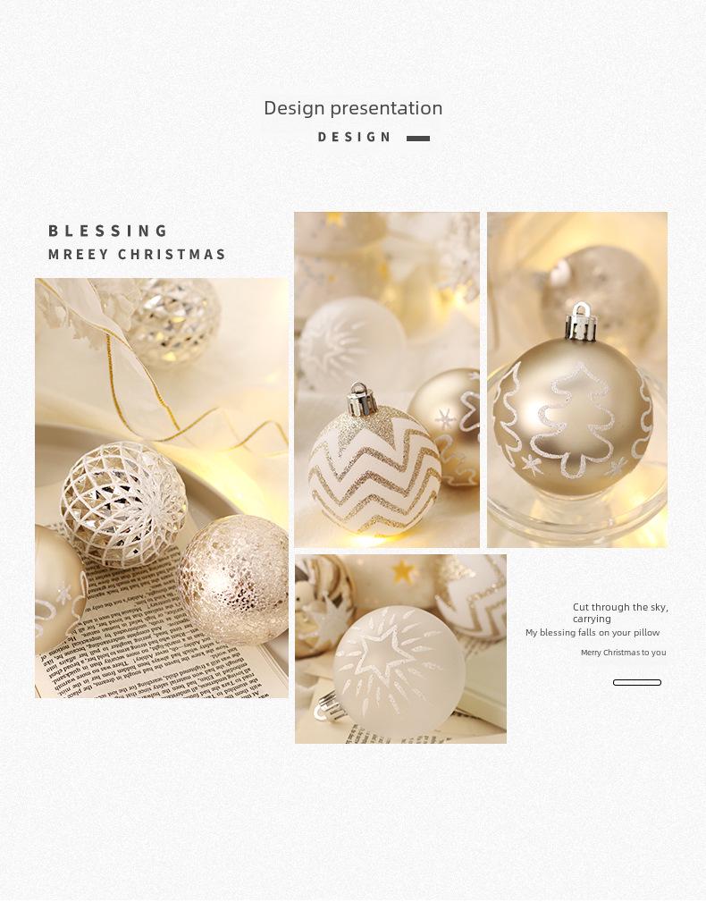 Champagne Gold & White Christmas Ball Set: Tree & Party Decorations.