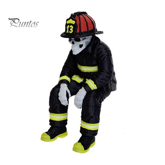 Veteran Retirement Gift 3D Printed Firefighter Skeleton Shelf Sitter, Gothic Fireman Soldier Robed Masculine Office Decor Figurine, Collectible