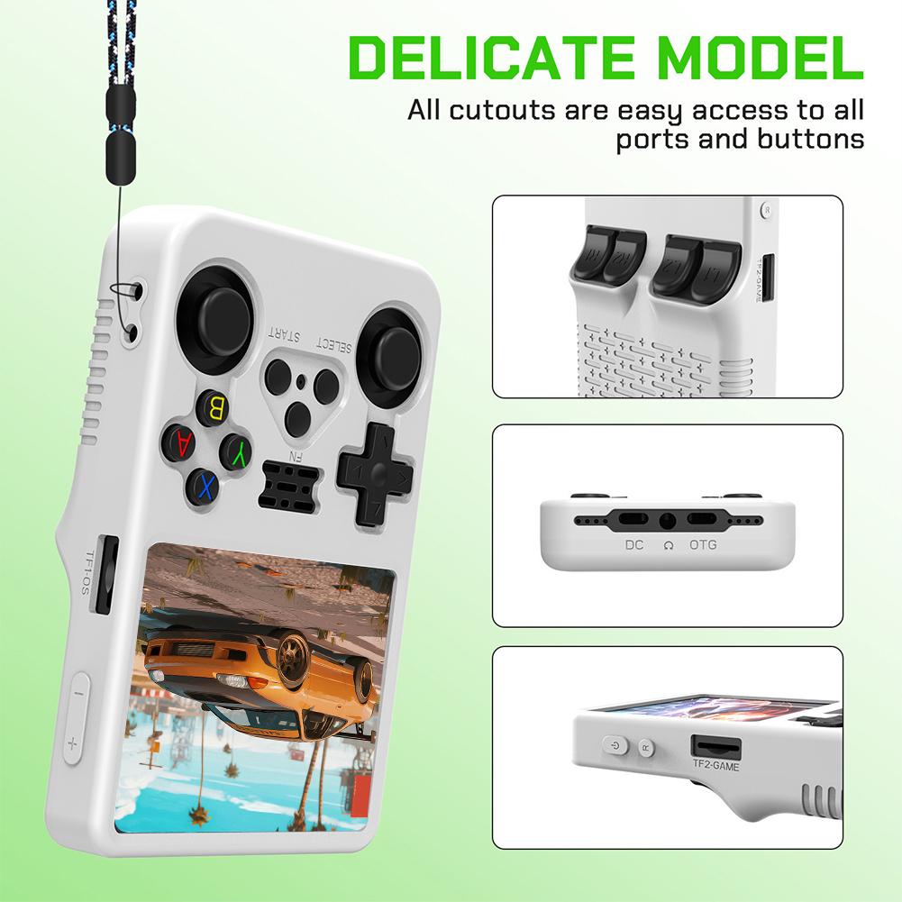 Silicone Protective Cover For ANBERNIC for R36S Handheld Game Console Anti-Scratch Soft Skin Cover Case with Lanyard