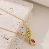 Copper plated real gold sweet exquisite sweet cool wind enamel oil drop pomegranate flower collarbone chain women's high sense summer necklace