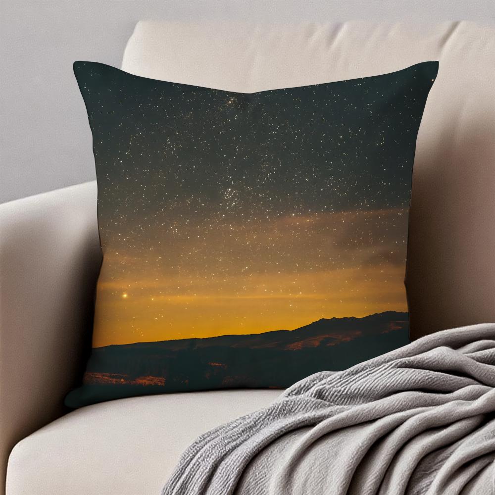 Beautiful Night Stars Cushion Cover Pillowcase Antidustmite Invisible Zipper Short Plush Sofa Cushion