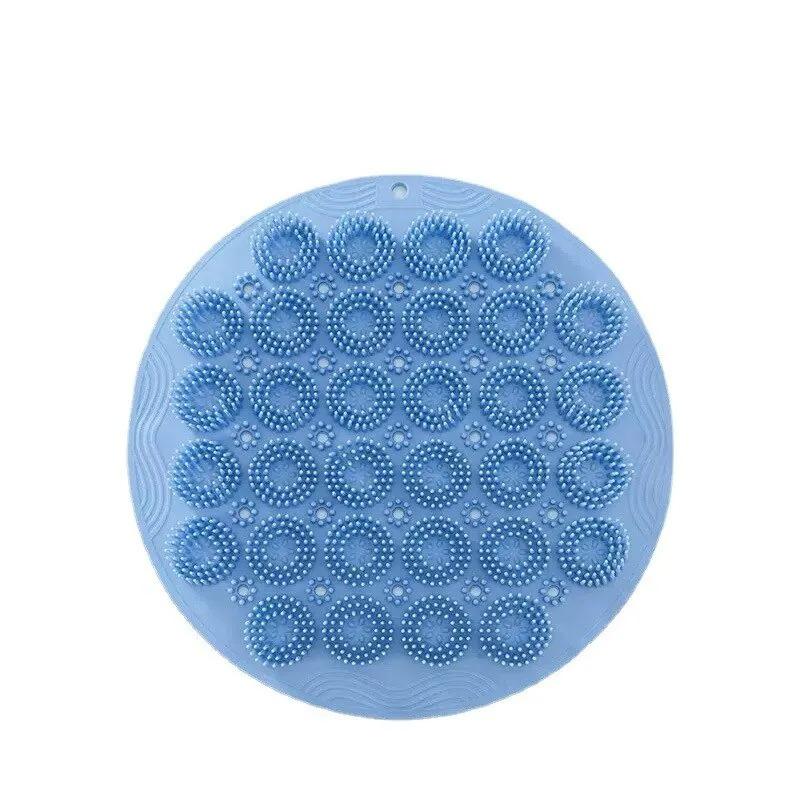 1 Piece of Silicone Suction Cup Back Scrubbing Brush, Round Design, Bathroom Non-slip Foot Massage Artifact, with Strong Suction