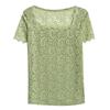 Women Summer  Lace Blouse Short-Sleeved Square Collar Solid Cutout Shirts