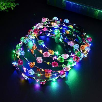 Zehn-Lichter Bunter LED Prinzessinnenkopfschmuck: Hasenohren-Stirnband mit blinkender goldener Drahtgirlande für Kinder