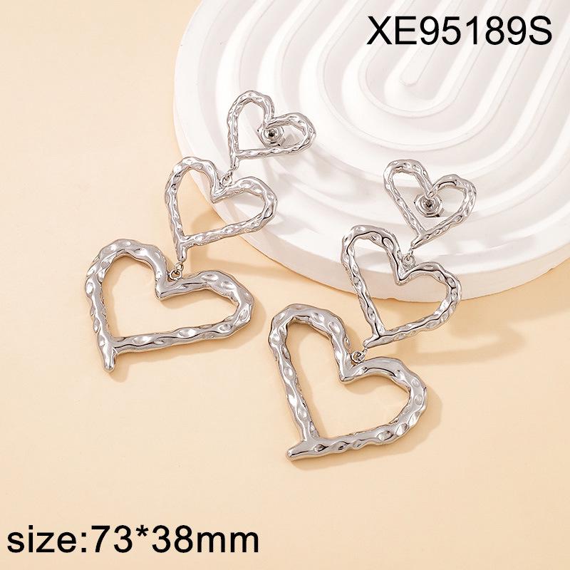 Gold Heart Stackable Titanium Steel Hypoallergenic Earrings - Fashionable and Trendy Women's Ear Jewelry