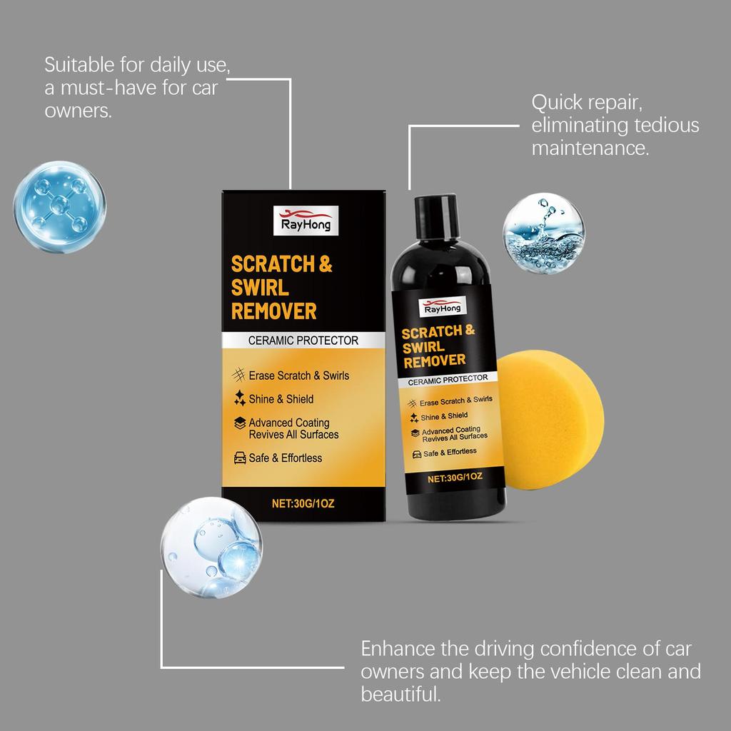 Rayhong Car Scratch Repair Kit Paint Scratch Cleaner, Polish, Renewal, Brightening, Maintenance, and Coating 30g