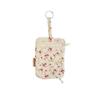 Ins Floral Kpop Photocard Holder with Carabiner Floral Print Earphone Key Holder for Girl Small Organizer Bag for Daily Travel