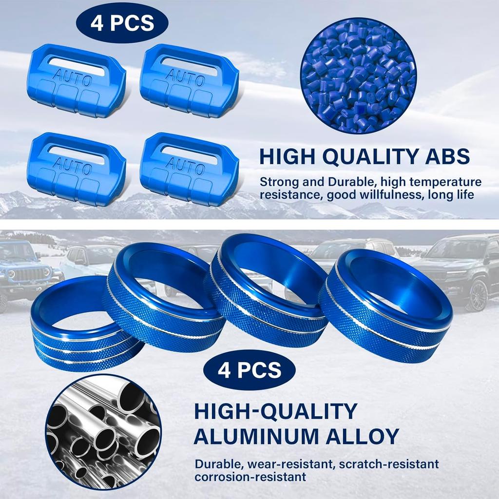 8Pcs Button Knob Cover for Jeep Wrangler JL JLU 2018-2024 2025 & Gladiator JT -2024 2025 Accessories, JL Window Switch Button Cover Volume Radio Air