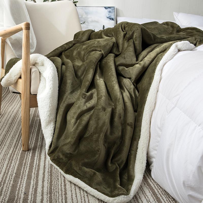 Xianci Double-Layer Lambswool Coral Fleece Throw Blanket for Sofa and Office