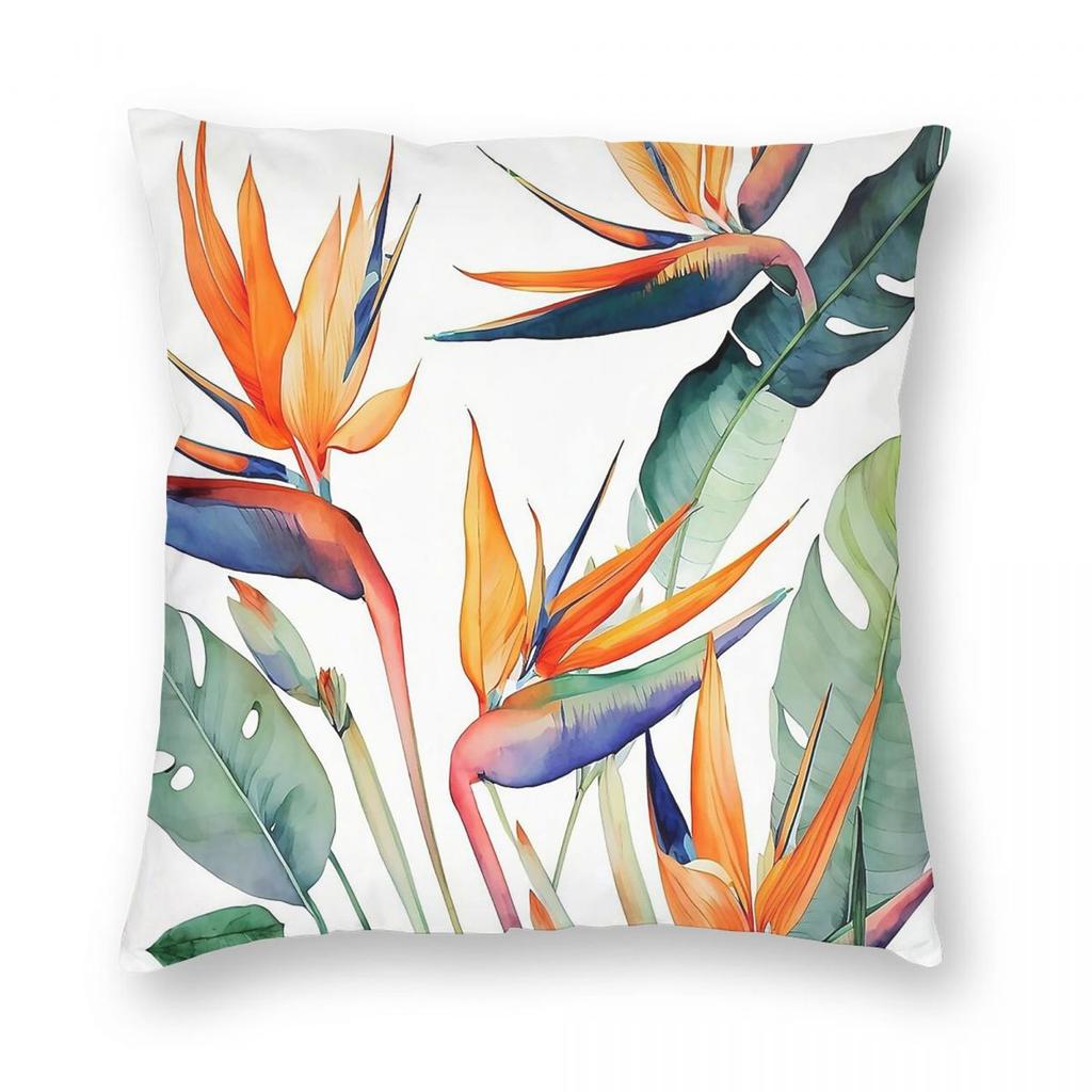 Bird Of Paradise Flower Square Pillowcase Polyester Linen Velvet Creative Decorative Pillow Home Cushion Case Wholesale X