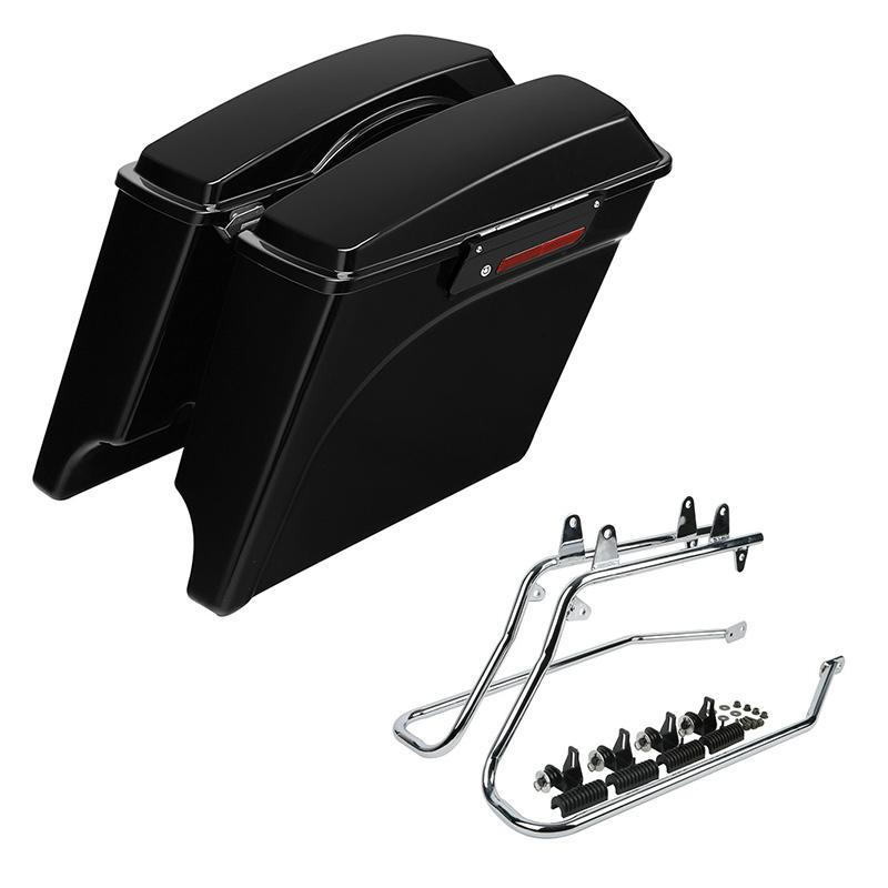 Motorcycle 5" Extended Stretched Hard SaddleBags Conversion Brackets For Harley Softail Fatboy 1984-2017