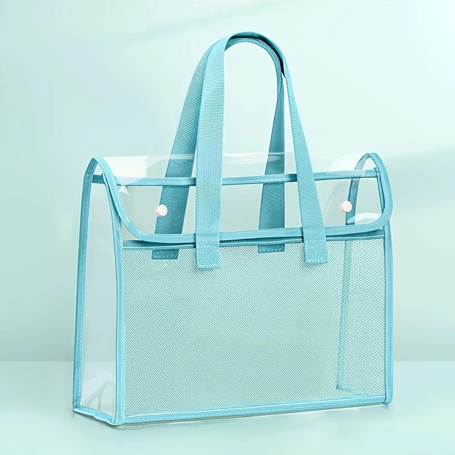 1 large capacity portable transparent waterproof handheld folder, expandable file storage bag, PVC self-adhesive file bag for of