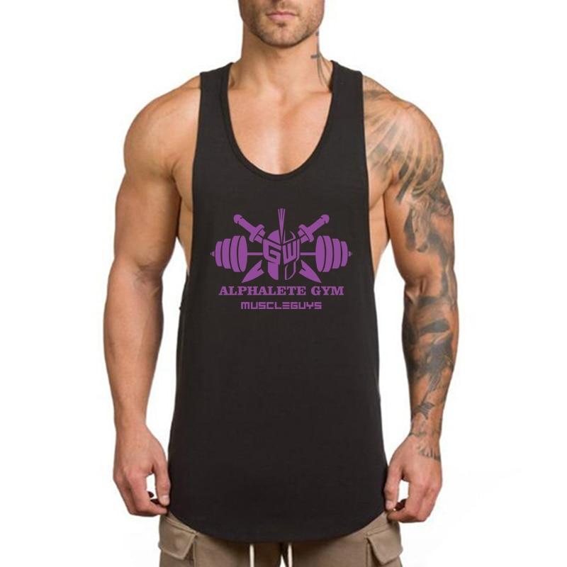 Muscleguys Solid Color Cotton Sports Breathable Vest Men's Training Sleeveless Running Slim Elastic Fitness Clothes