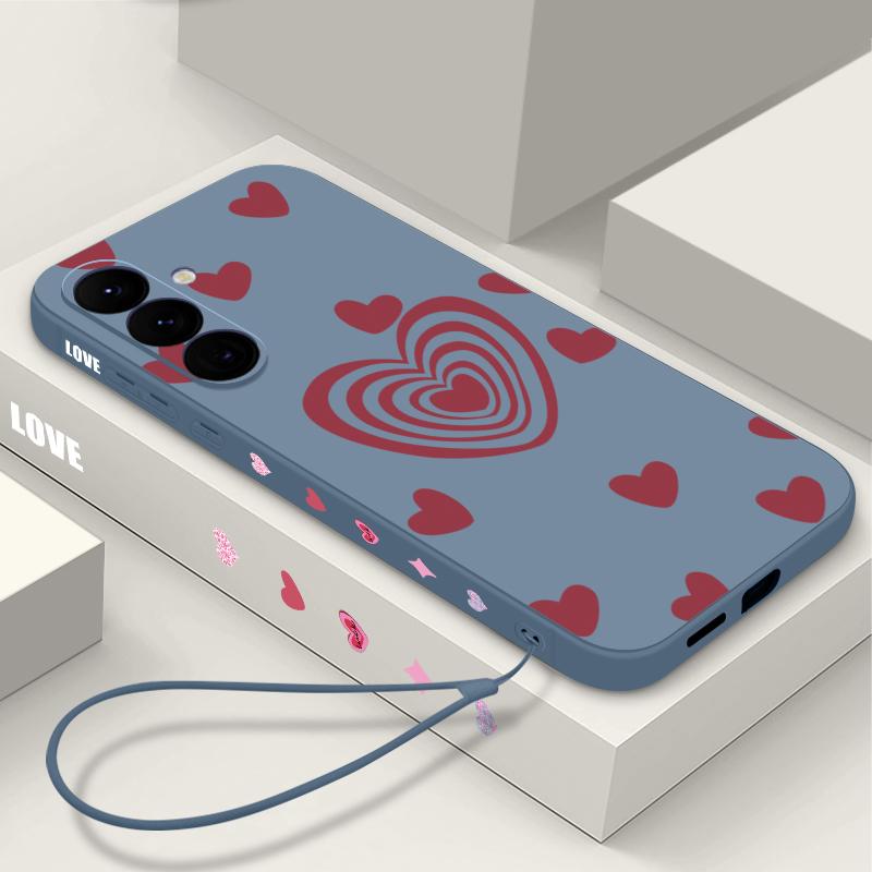 Lovely Heart Pattern Case For Samsung Galaxy S26 S25 Ultra S24 S23 S22 Plus S21 FE A15 A16 A17 A35 A36 A54 A55 A56 5G Soft Cover