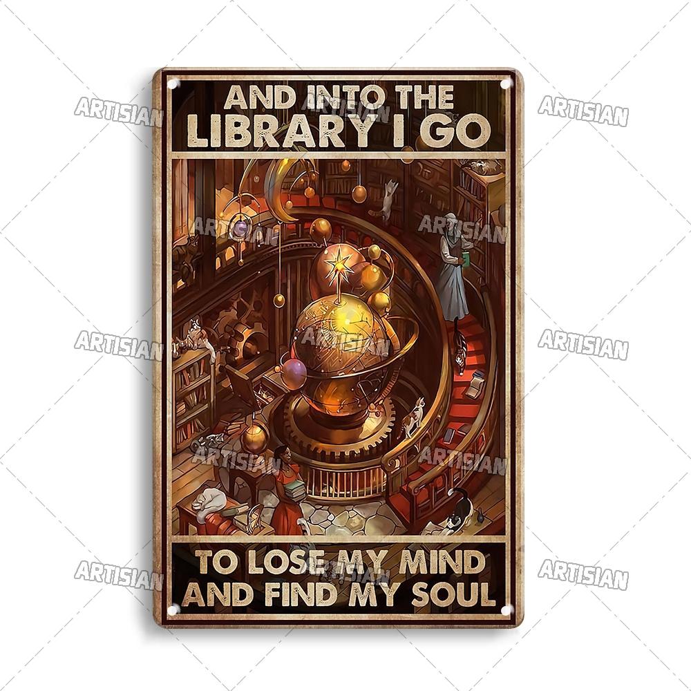 Artisian Reading Vintage Metal Sign Read Book Tin Plaque Girl Loves Books Classic Decorative Poster Wall Decor Garage Bar Pub