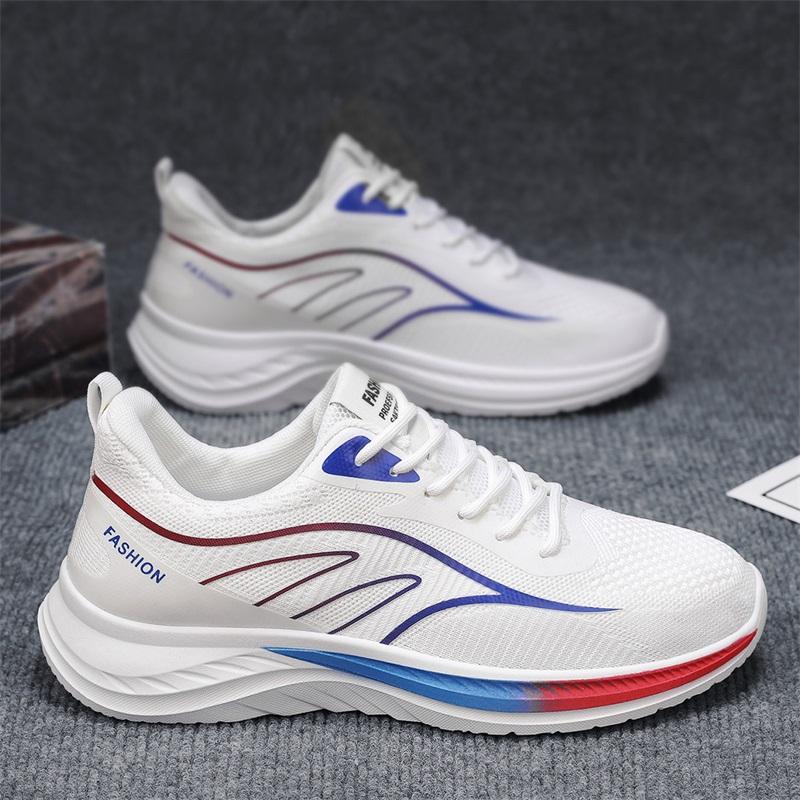 Spring fashion mesh fly-woven casual men s shoes, white, beige, black 39