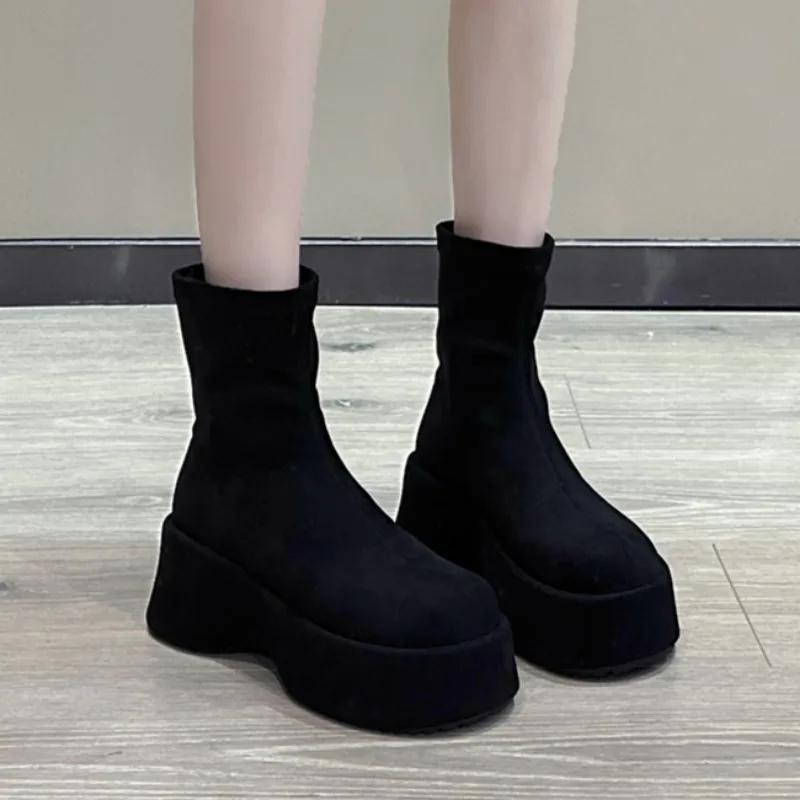 Women Platform Suede Ankle Snow Boots Fashion Flats Shoes Woman Winter 2025 Trend Cozy Warm Walking High Quality Botas Mujer