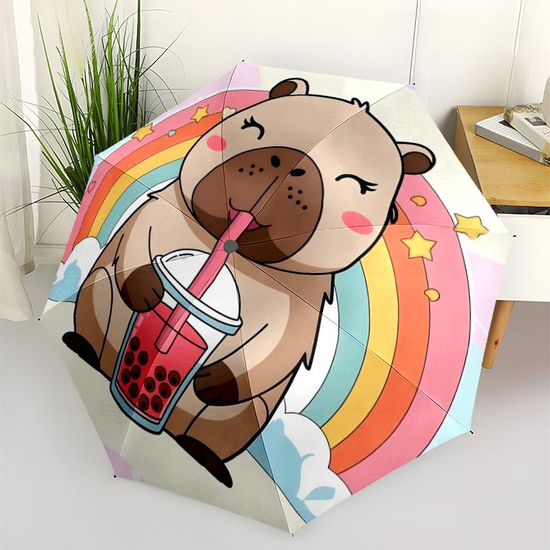 Kapibara Fashionable Automatic Opening/Closing Folding Umbrella. Portable and Foldable, Ideal for Gift, Travel, and Daily Use.