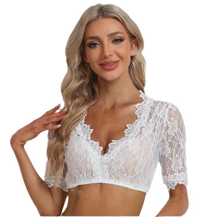 Europäisches und Amerikanisches Spitzen-Mesh-Tanktop in Übergröße