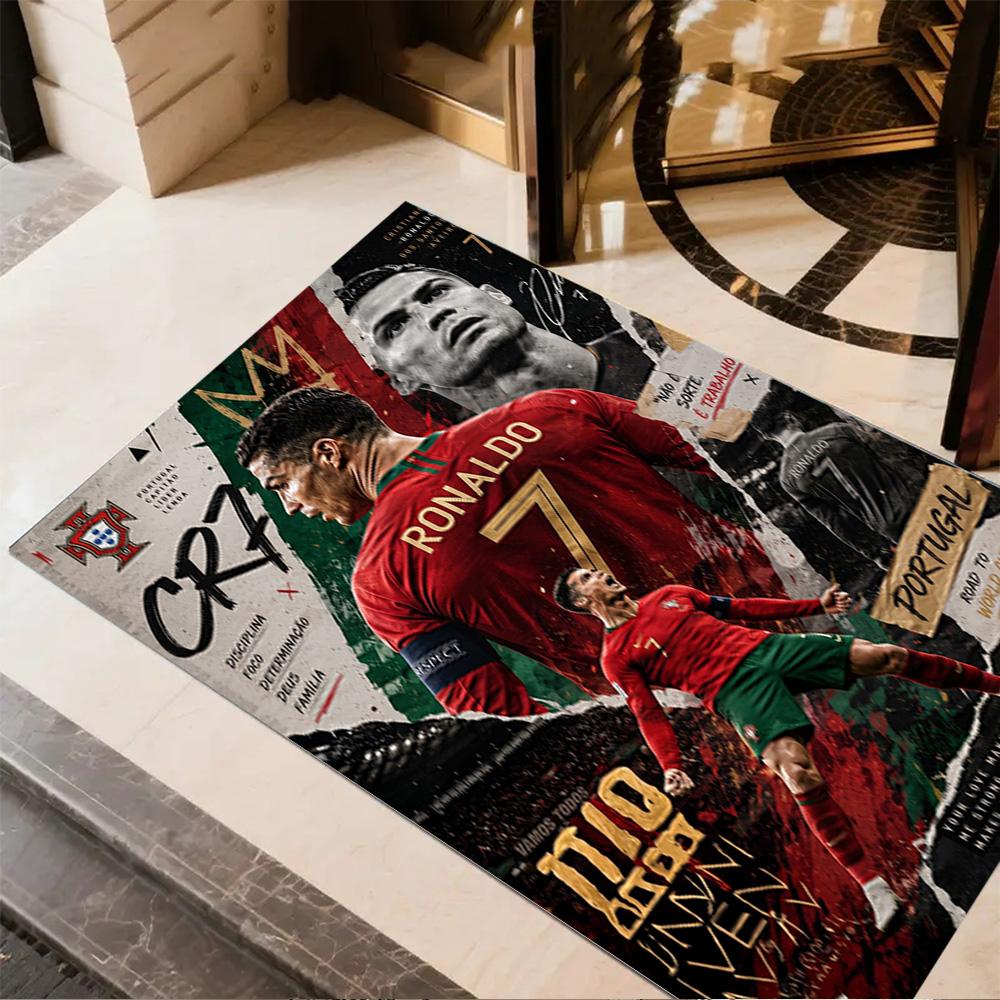 Ronaldo's Legacy Soccer Carpet Design for Outdoor Dormitory Balcony Decorate Room Antislip Carpet Anime Office Decor
