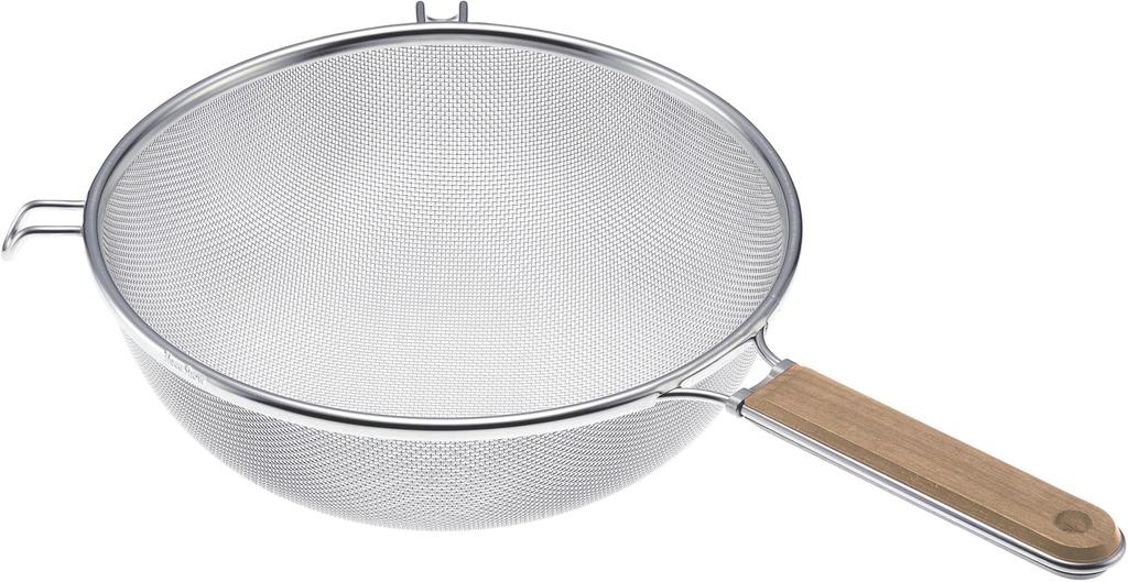 Three Snow Wooden Handle Tough Strainer 20cm Stainless Steel with Handle Colander Drainer Tsubame Sanjo Made in Japan Three Snow Shinetsu Works 10184
