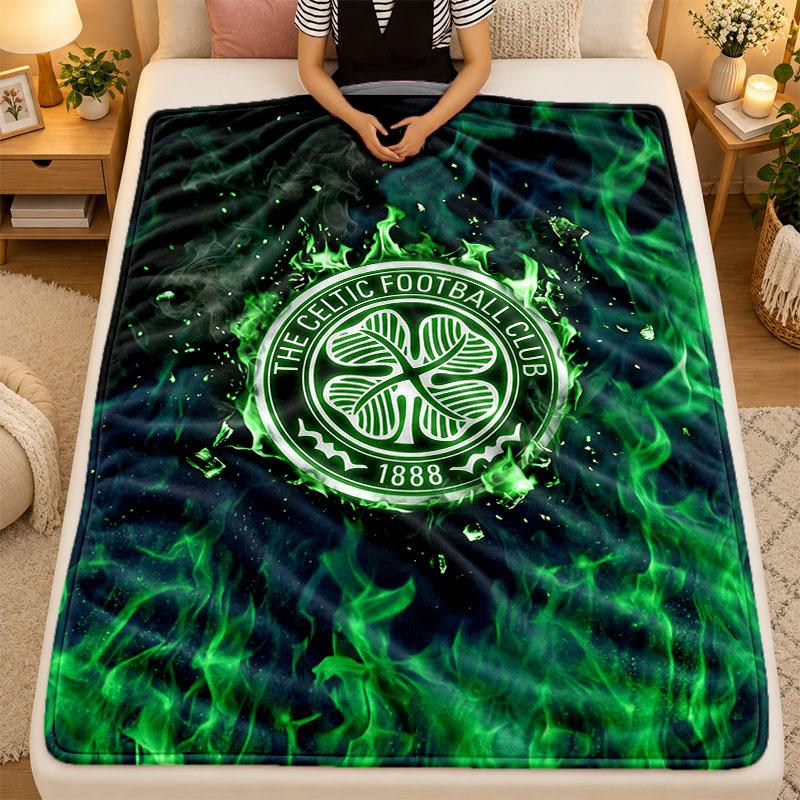 Flannel BlanketCeltic FC Warm Soft Throw Blanket for Indoor Sofa Bed Living Room Use
