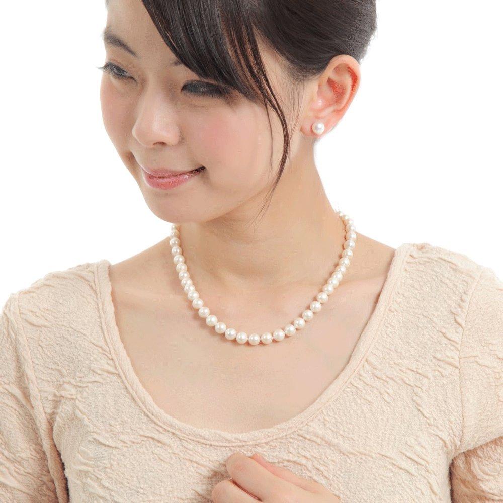 Genuine Pearl Necklace and Earrings Set Earrings Large for Ceremonial with Quality Guarantee Certificate (or Set), 8mm, Occasions,
