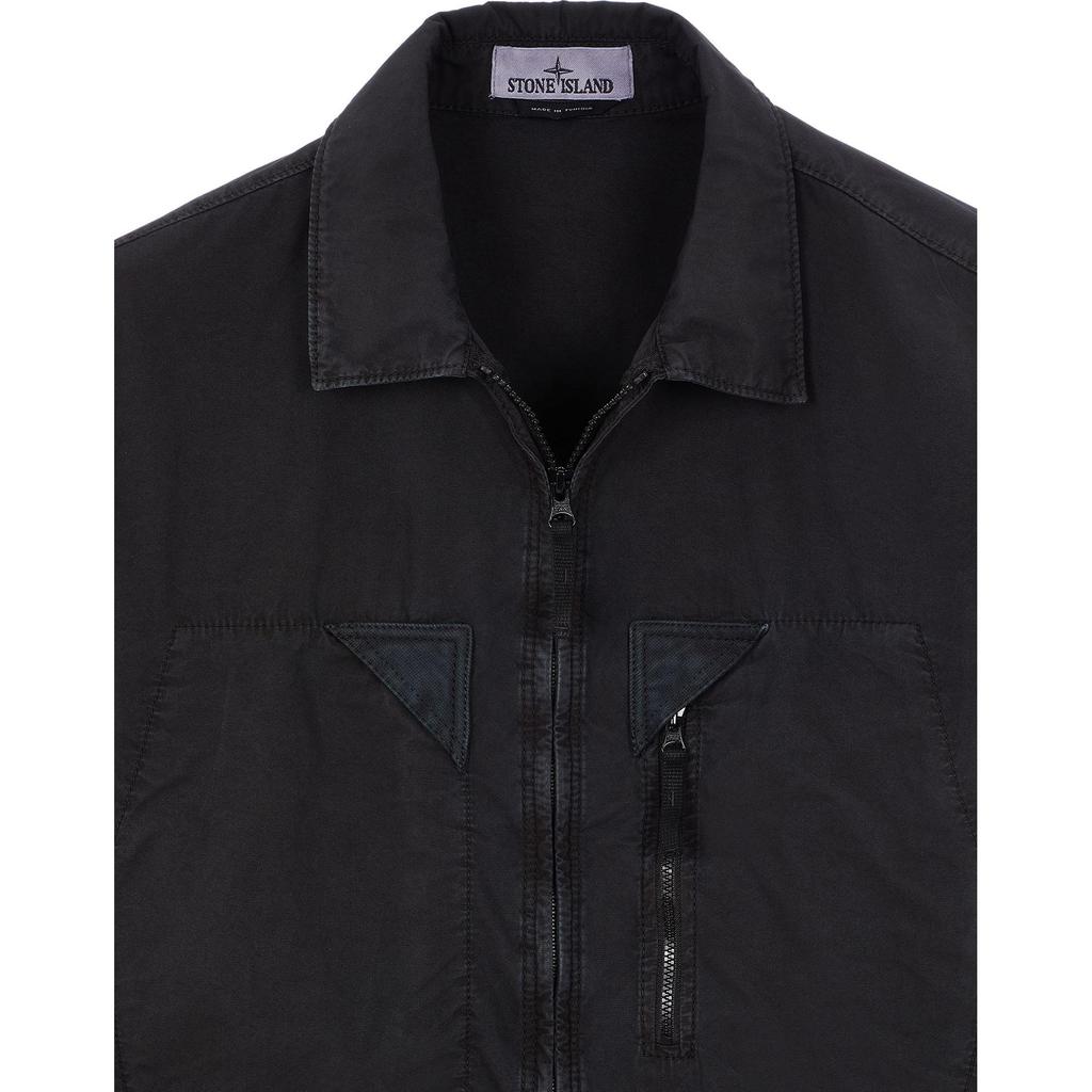 Stone Island Solid Color Vintage Wash Long Sleeve Shirt Jacket With Zipper Chest Strap Men jackets 7815106WN-V0165