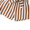 Tops Round Neck Sleeveless Shirt + Vertical Strips Stitching Shorts Casual Baby Clothes