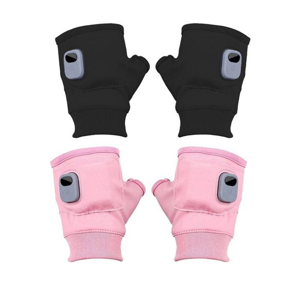 USB Heated Gloves with Digital Display Portable Smart Thermostatic Electric Heated Fingerless Gloves Hand Warming Gloves Outdoor Work Cycling Skiing