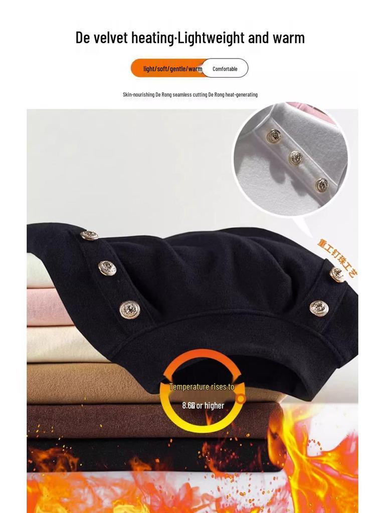 Women's Plush High-Neck Base Layer Top - Thickened, Warm, Stylish Innerwear for Autumn/Winter
