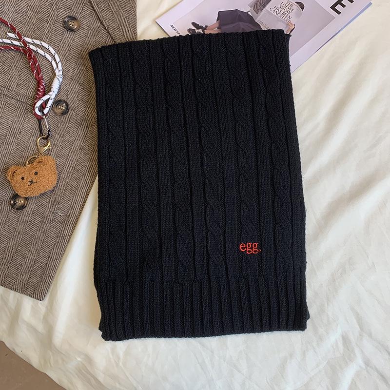 Luochi Wool Blend Embroidered Cable Knit Scarf: Retro Autumn/Winter Style Neck Gaiter for Women & Men