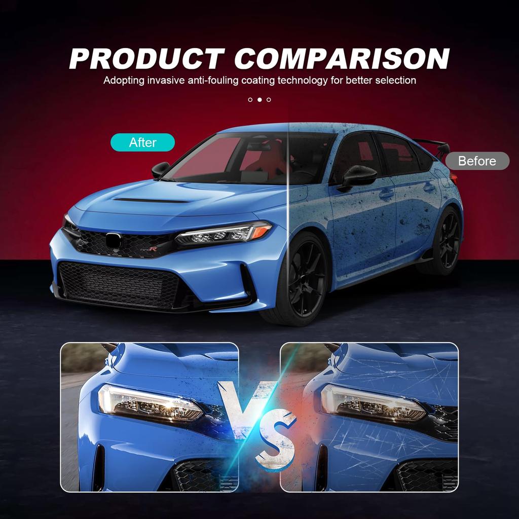 FDAIUN Headlight Film for Honda Civic Type R TPU Protective Film with Scratch Protection and Clear Car Wrap for Honda Civic Type R Includes Headlights