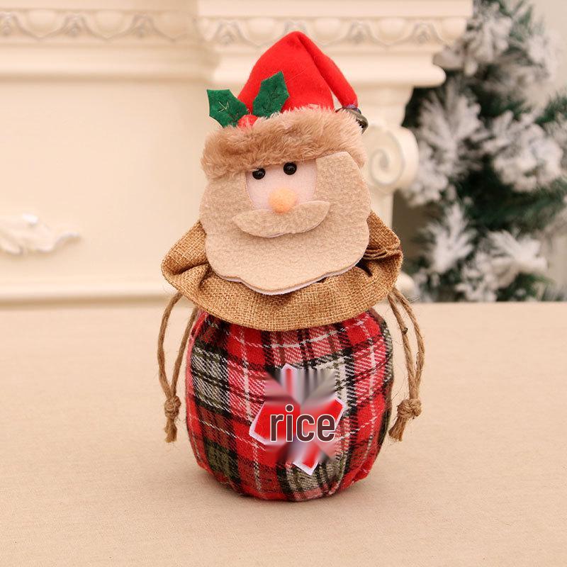 

Festive 3D Burlap Apple Bag with Bells - Drawstring Gift & Candy Bag