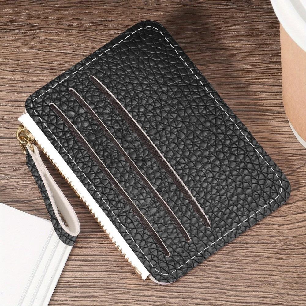 New PU Leather Credit Card Holder Multiple Card Slots Water-resistant Zipper Wallet Slim Simple Card Case for Women Girls
