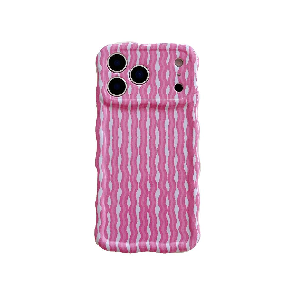 Simple Double Color Wave Stripes Camera Protection Case for IPhone 13 14 15 16 17 Pro Max Hit Color Collision Shockproof Cover