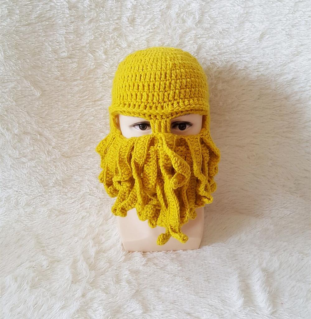 Chapéu de polvo engraçado de Halloween outono e inverno hip hop moderno masculino e feminino chapéu de lã tricotado com máscara criativa