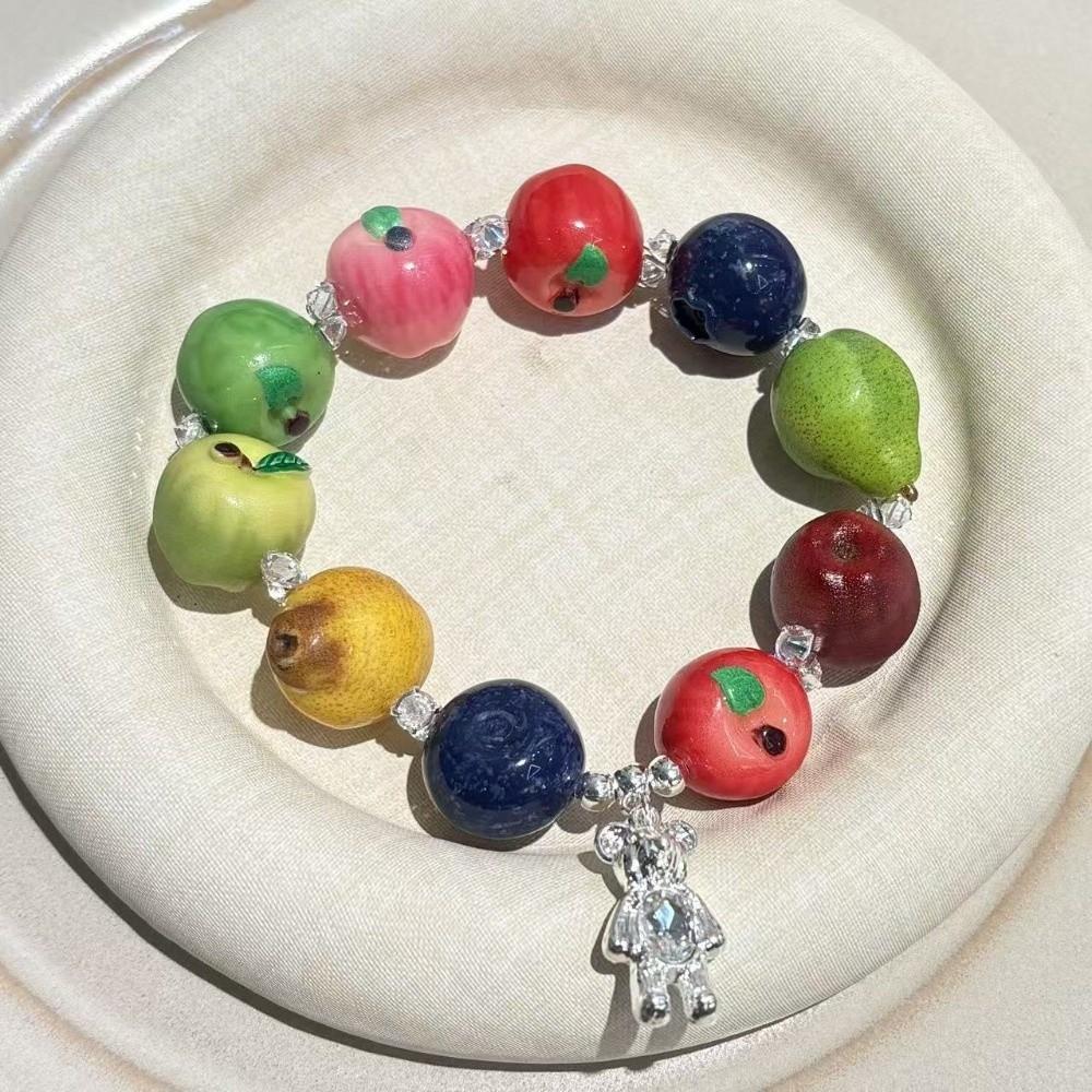 Cartoon Fruit Resin Bracelet Vibrant Colors Y2K Beaded Bracelet Best Friends Matching