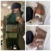 Windproof Knitted Stripe Scarf Korean Style Long Wool Tassel Scarf Women's Cashmere Shawl Autumn