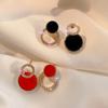 Personality Black Geometric Compact And Simple Net Red Temperament Earrings Rhinestones All-match Women's Gift Earrings Zircon