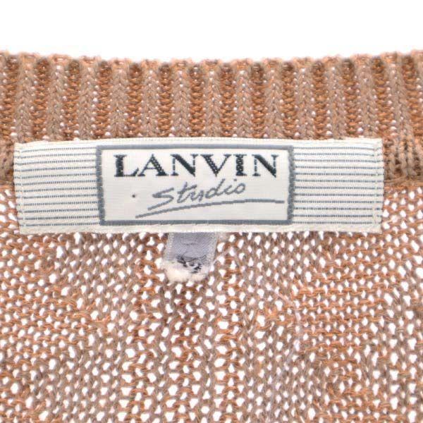 Lanvin Overall Handle Long Sleeve V Neck Sweater 50 Brown Knit Men's Used
