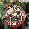 2D Flat, 1pc Vintage Motorcycle Pin-Up Girl Aluminum Sign, 7.87x7.87 Inch Round Wall Hanging Decor, Retro Gas Station Theme Metal Art for Man Cave