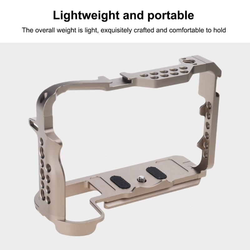 Aluminum Camera Cage Stabilizer for R5/R5C DSLR Cameras Protective Rig 1/4in & 3/8in Threaded Hole Cold Shoe Slot