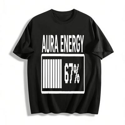 Aura Energy 67% Print Casual Short Sleeve T-Shirt Pure Cotton T-shirt