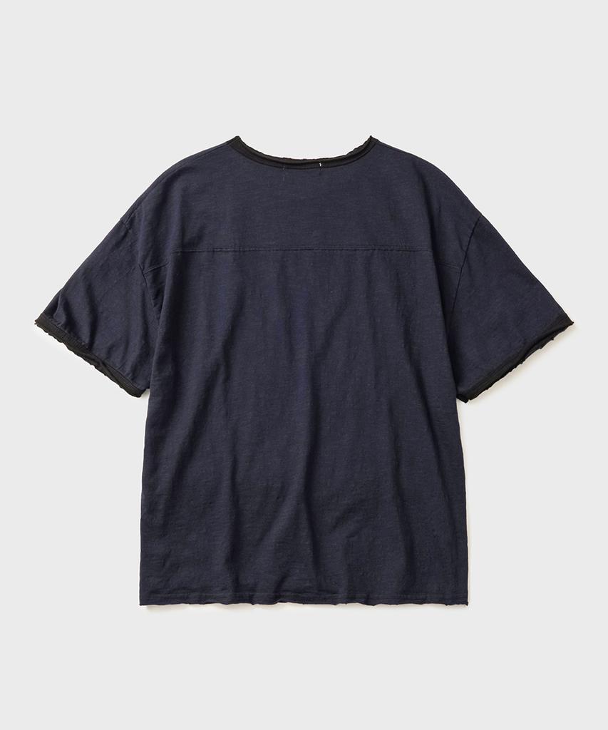 HOOVES Layered Slub Crop Short Sleeve Tee [Navy]