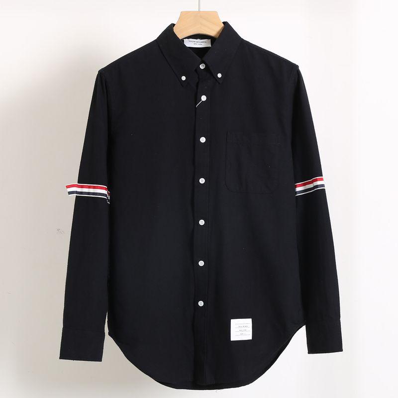 White Shirt for Men and Couples, Spring and Summer Pure Cotton Oxford Fabric, Business Casual Four-Stripe Tape, Plus-Size Long-Sleeve Shirt for Women