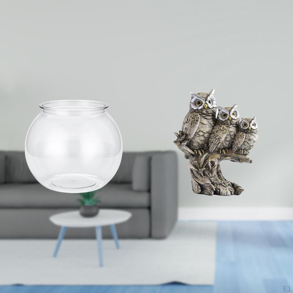 Transparent Small Fish Tank Ornament Aquarium Bowl Vase Tabletop Statue Sculpture for Office Home